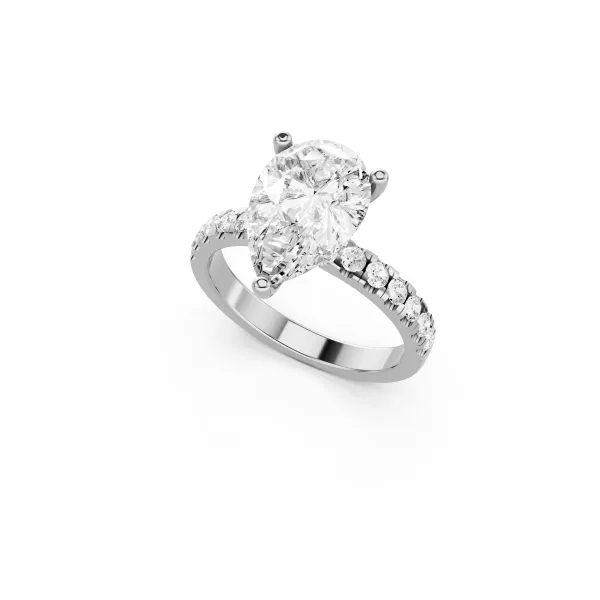 Elodie Classic Pear-Cut Engagement Ring With Round Side Stone