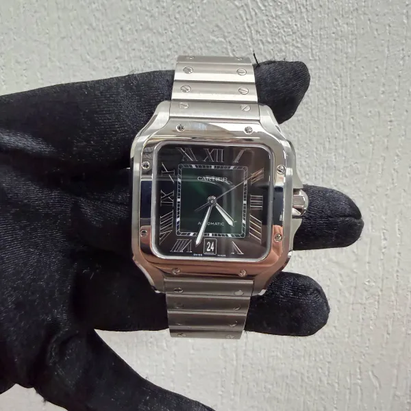 Cartier Santos De Cartier Large Green Dial On Bracelet