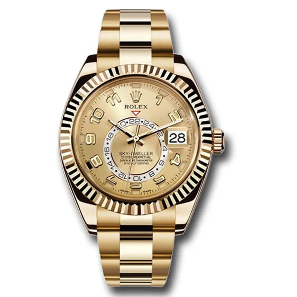 Rolex Sky Dweller Champagne Sunray Arabic Dial On Oyster