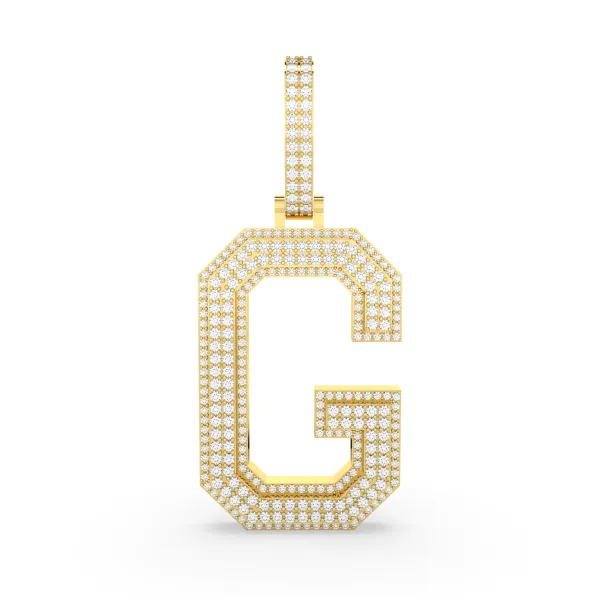 Unisex Natural Round Diamond Letter "G" Charm Pendant