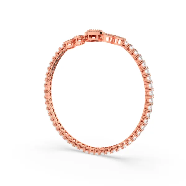 10K Rose Gold Women'S Matrix Natural Round Cut Diamond Tennis Bracelet