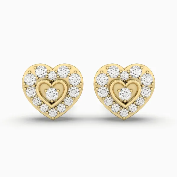 Sparkling Heart Shape Natural Diamond Stud Earrings