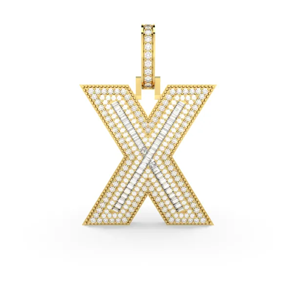 Natural Diamond Initial "X" Pendant