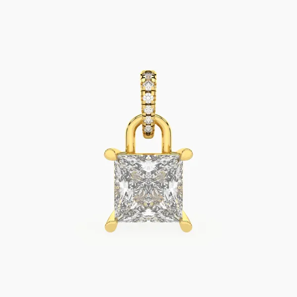 Striking Princess Cut Lab Grown Diamond Solitaire Pendant