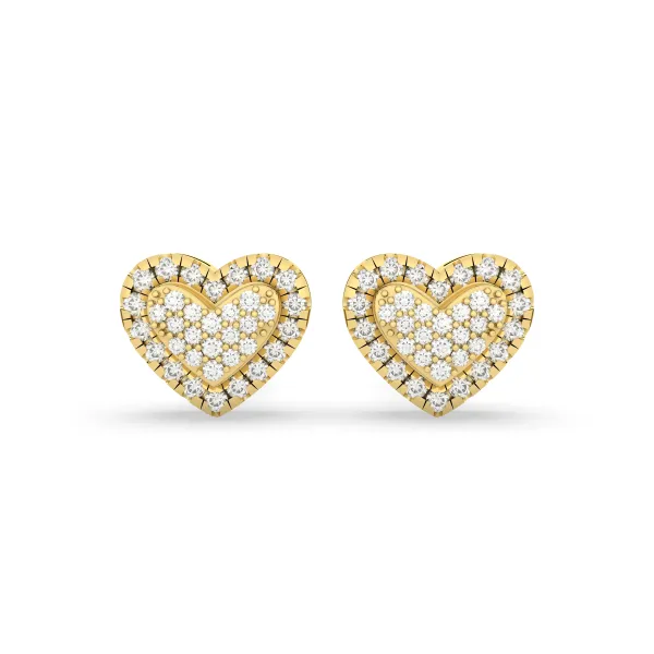 Heart-Shaped Natural Round Diamond Stud Earrings For Women