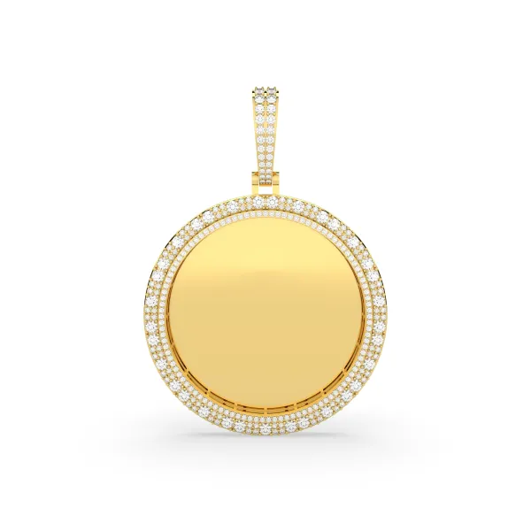 Natural Round Diamond Customizable Picture Pendant