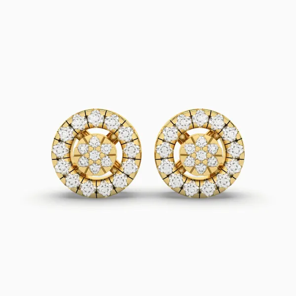Stunning Round Halo Natural Diamond Earring