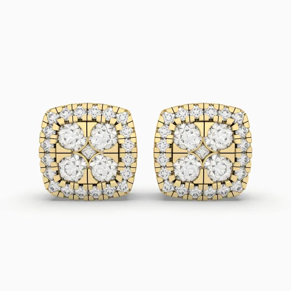 Natural Diamond Cluster Square 0.35 CT.T.W Natural Diamond Stud Earrings