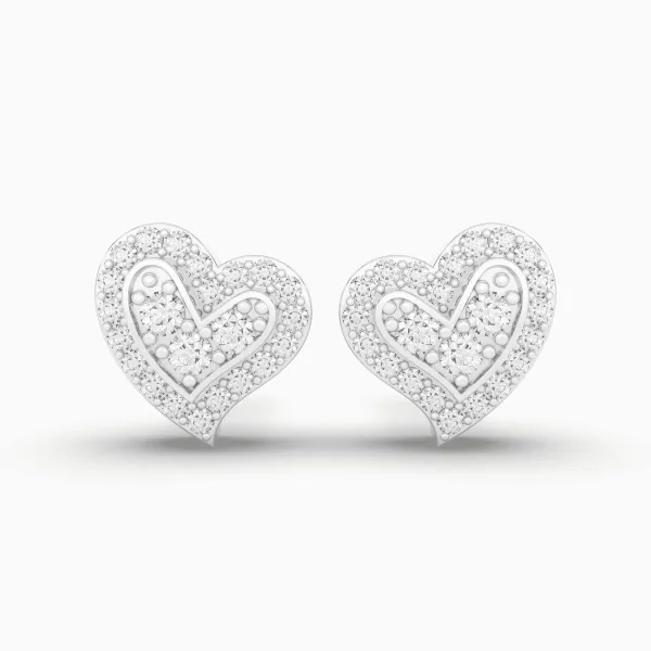 10K White Gold Heart Shape Diamond Earring