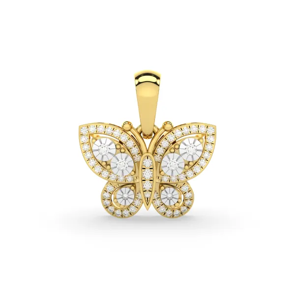 Butterfly-Shaped Natural Diamond Pendant