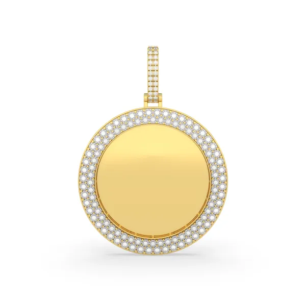 Customizable Round Natural Diamond Picture Memory Pendant