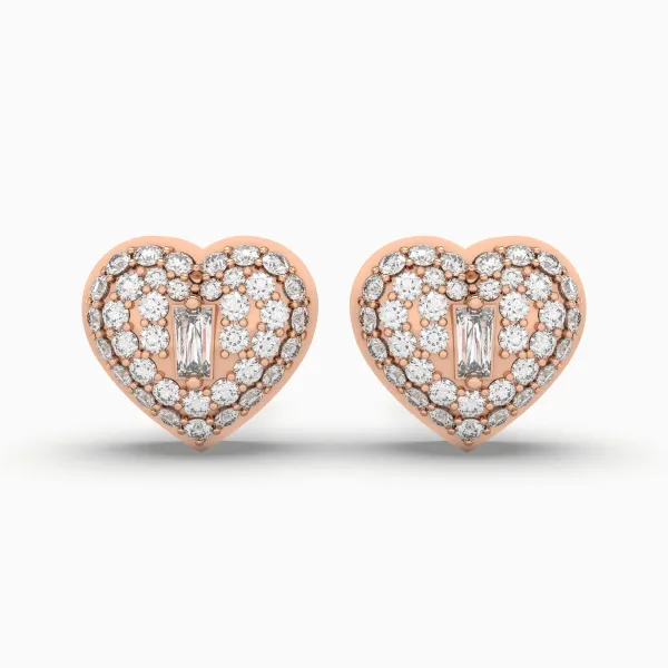10K Rose Gold 0.26 CT.T.W Heart Shape Diamond Stud Earring
