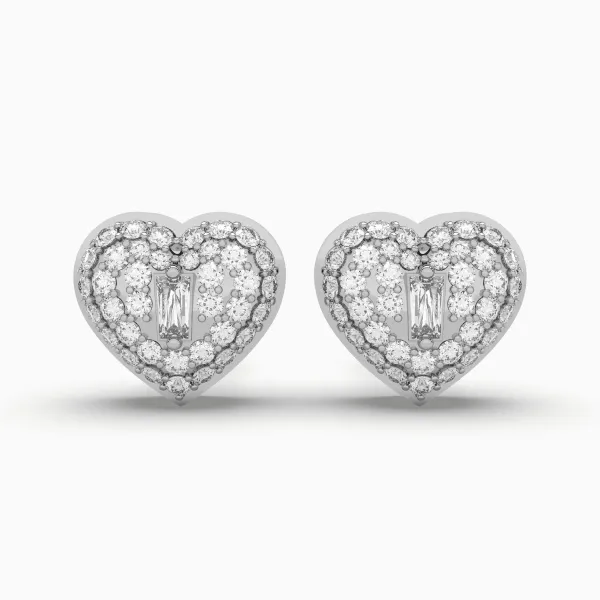 10K White Gold 0.26 CT.T.W Heart Shape Diamond Stud Earring