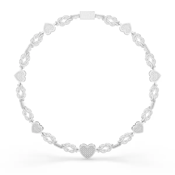 10K White Gold Bling Heart Cuban Link Necklace For Women