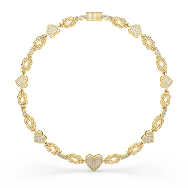 Bling Heart Cuban Link Necklace For Women