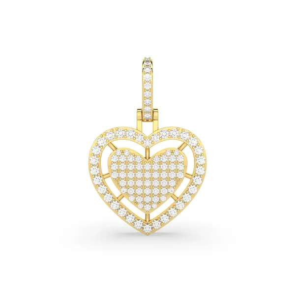Round Natural Diamond Cluster Heart Pendant