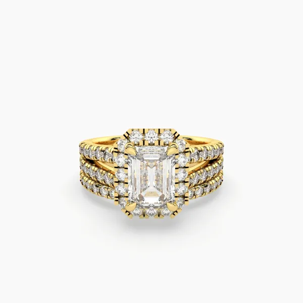 Elegance Emerald-Cut Lab Grown Diamond Engagement Ring