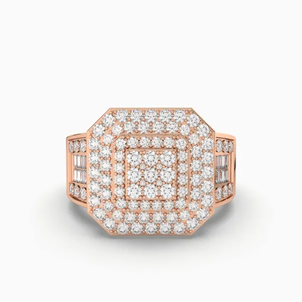 10K Rose Gold Natural Diamond Cluster Ring