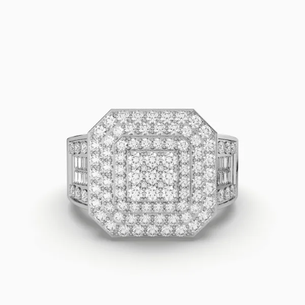 10K White Gold Natural Diamond Cluster Ring