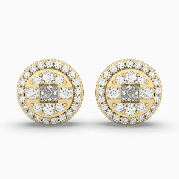 Round Halo Natural Diamond Stud Earring