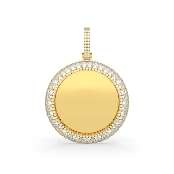 Round Iced Out Stylish Lab Grown Diamond Photo Pendant