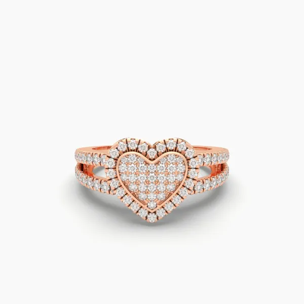 10K Rose Gold Natural Diamond Heart Shape Promise Ring