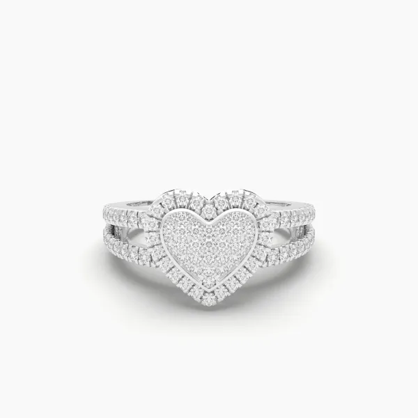 10K White Gold Natural Diamond Heart Shape Promise Ring