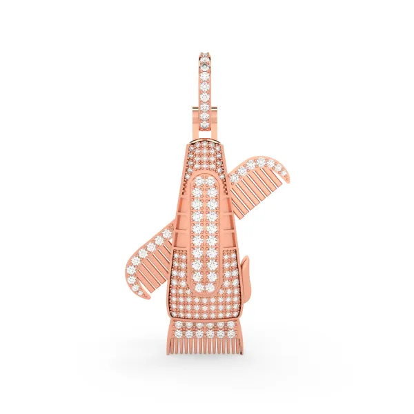 10K Rose Gold Men'S Round Natural Diamond Barber Clipper Trimmer Charm Pendant