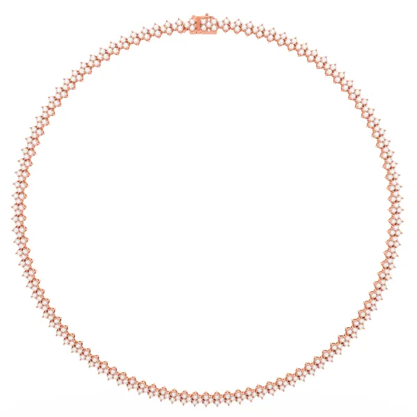 10K Rose Gold Featuring White Natural Diamonds Riviere Clique Necklace
