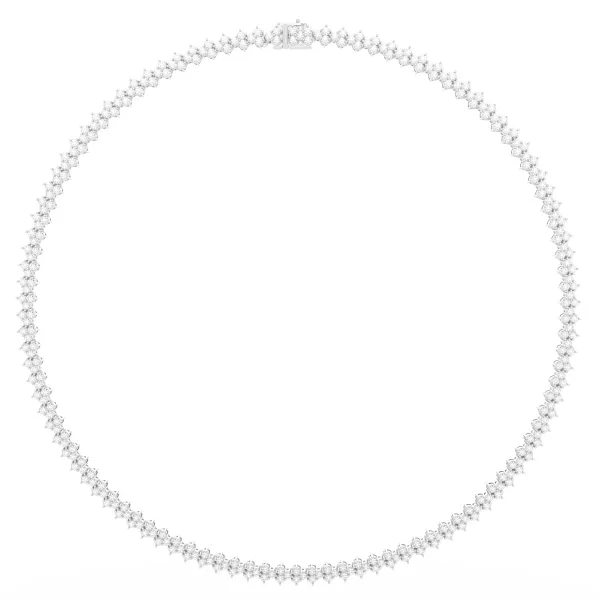 10K White Gold Featuring White Natural Diamonds Riviere Clique Necklace