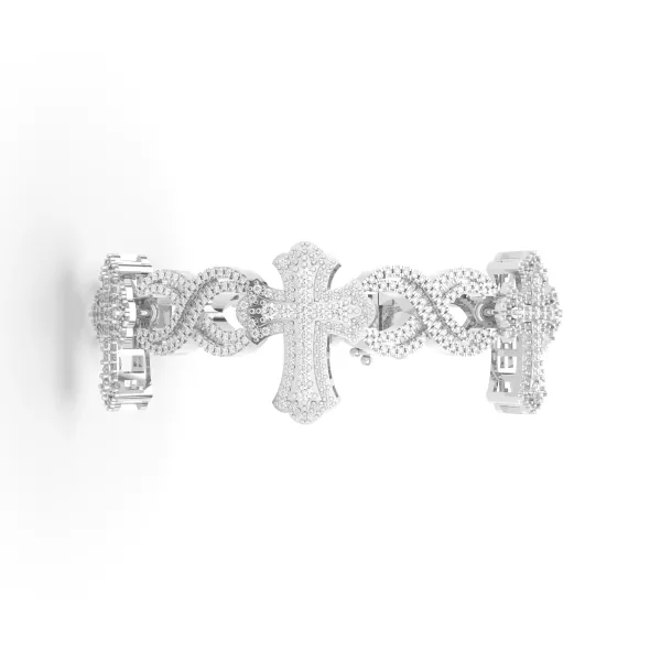 10K White Gold Natural Diamond Or Simulated Diamond Infinity Link And Cross Motif Bracelet
