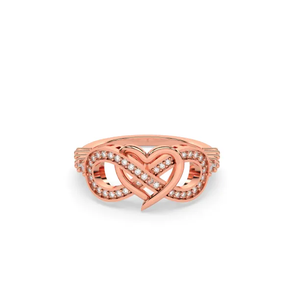 10K Rose Gold Infinity And Heart Natural Diamond Ring