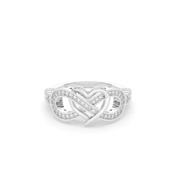 10K White Gold Infinity And Heart Natural Diamond Ring