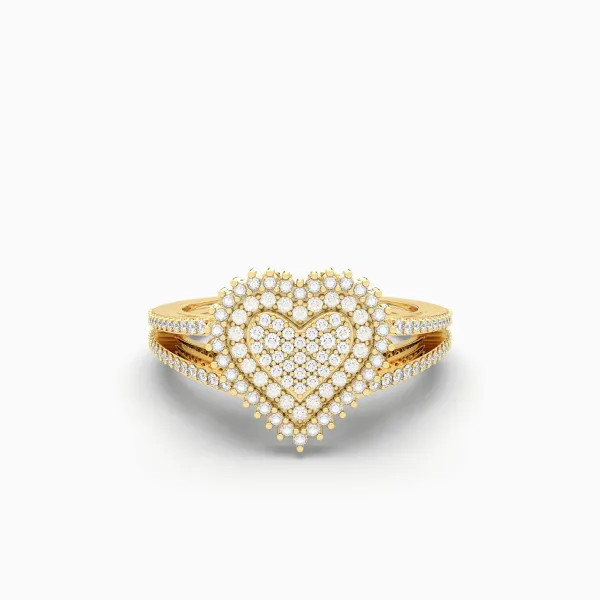 Round Natural Diamond Heart Shape Ring For Womens