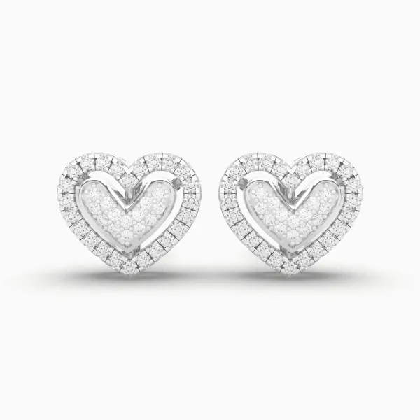 10K White Gold Heart Shaped Halo 0.22 CT.T.W Diamond Stud Earring