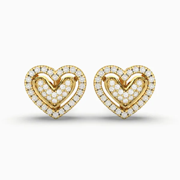 Heart Shaped Halo 0.22 CT.T.W Natural Diamond Stud Earring