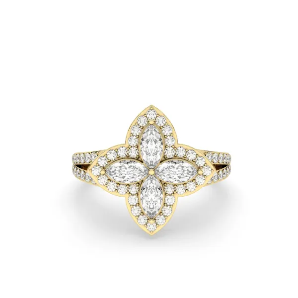 Gold Natural Diamond Petal Ring