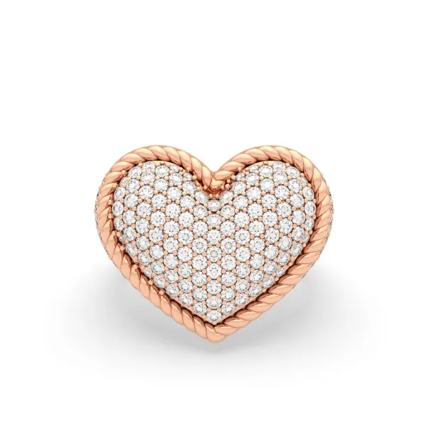 10K Rose Gold Heart Shape Brilliant Round Diamond Ring