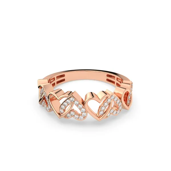 10K Rose Gold Stackable Heart Diamond Ring