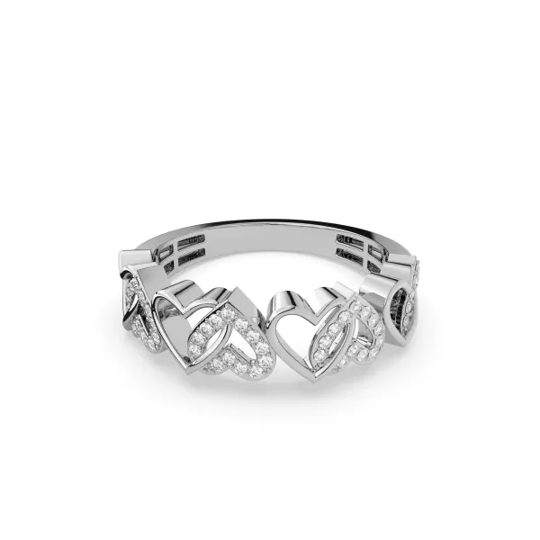 10K White Gold Stackable Heart Diamond Ring