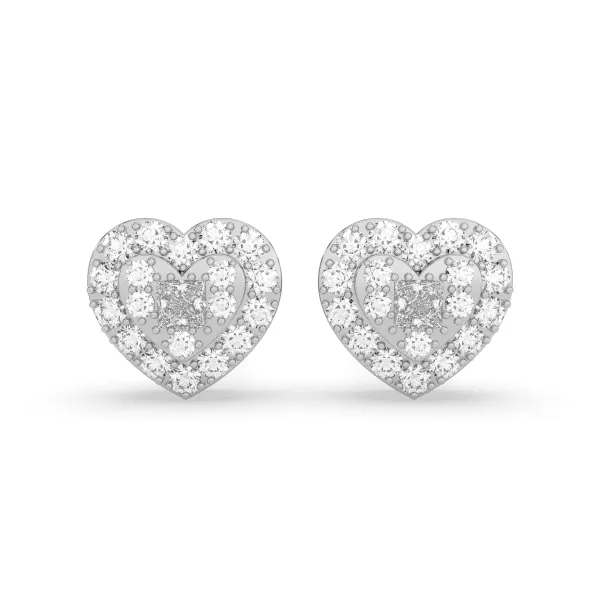 10K White Gold Heart Shaped 0.39 CT.T.W Diamond Stud Earring For Her