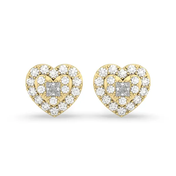 Heart Shaped 0.39 CT.T.W Natural Diamond Stud Earring For Her