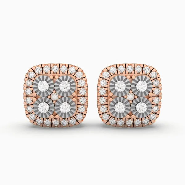 0.18 CT.T.W Square Unisex Stud Earring