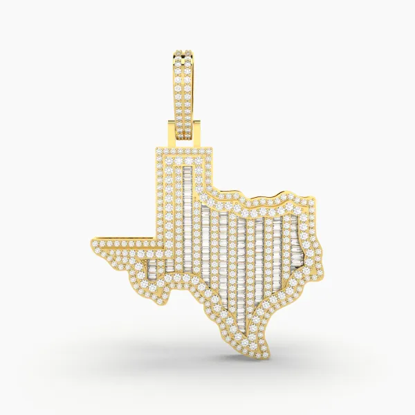 Texas State Shape Natural Diamond Pendant