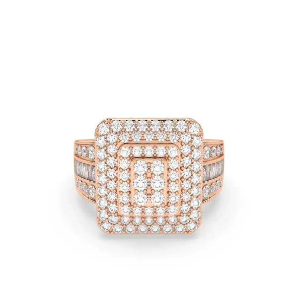 10K Rose Gold Cushion Cluster Natural Diamond Engagement Ring