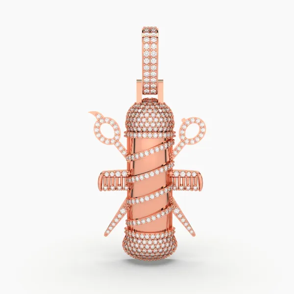 10K Rose Gold Barber Pole Charm Pendant