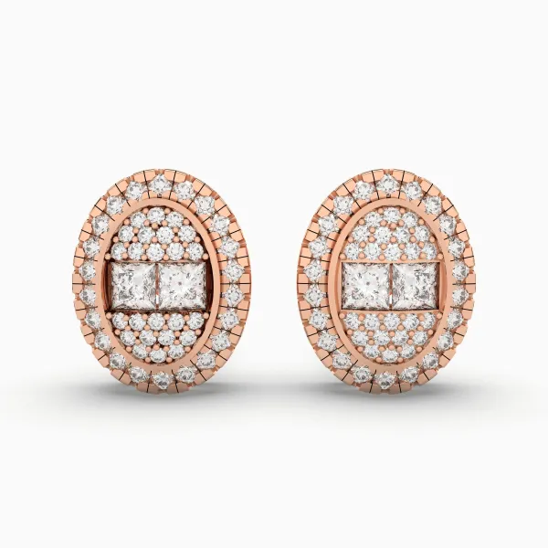 10K Rose Gold Stunning Halo Diamond Stud Earring