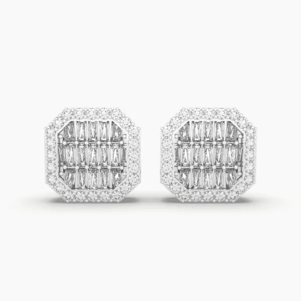 10K White Gold Natural Diamond Stud Earrings For Unisex