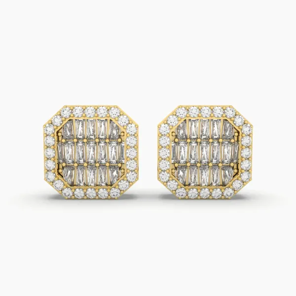 Natural Diamond Stud Earrings For Unisex