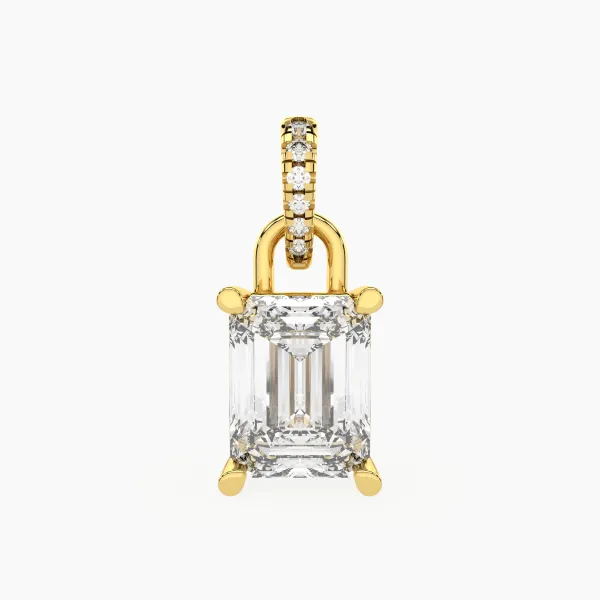 Elegant Padlock Style Emerald Shape Lab Grown Diamond Pendant